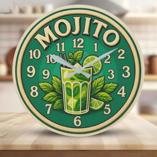 Mojito cocktail Drink Modern ラージ壁時計