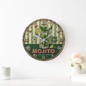 Mojito Cocktail Tropical Vintage Kitchen Home Bar ラージ壁時計 (ホーム)