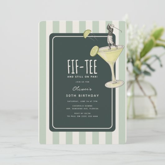 Mojito Golf Themed 50th Birthday 招待状 (スタンド正面)