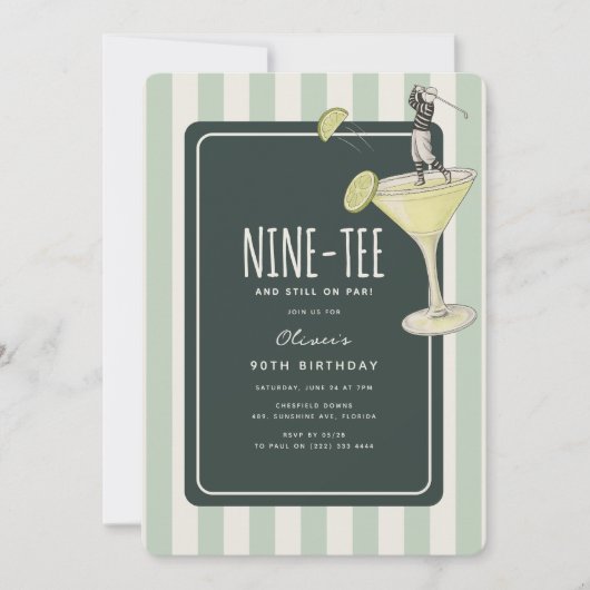 Mojito Golf Themed 90th Birthday 招待状 (正面)