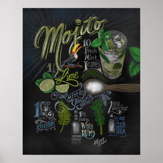 Mojito Recipe Poster ポスター (正面)