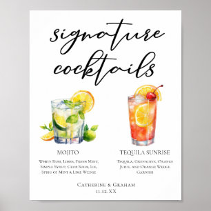 Mojito Tequilaサンライズ結婚のカクテルメニュー ポスター