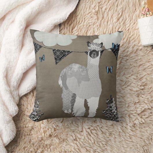 Mojoの灰色の枕のアルパカの陰 クッション (ブランケット)