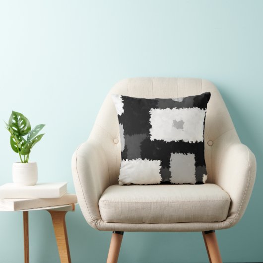 Mojoの灰色、黒く及び白い枕でモノトーンの クッション (椅子)