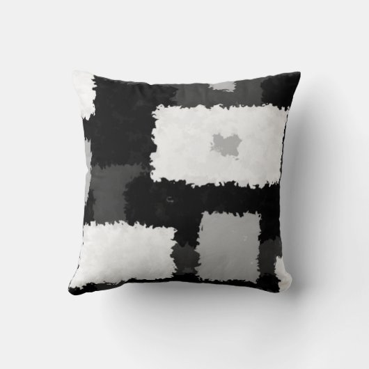 Mojoの灰色、黒く及び白い枕でモノトーンの クッション (裏面)