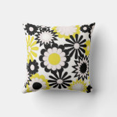 MoJoの装飾用クッション、黄色、黒い及び白い花 クッション (裏面)