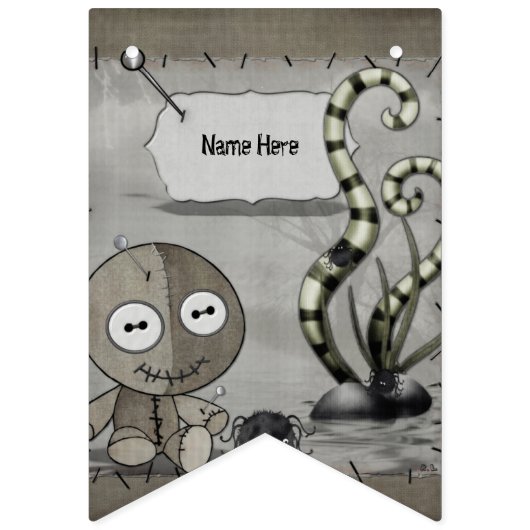 MOJOゴシックブードゥー人形パーソナライズされた誕生日 バンティングフラッグ (第1の旗)