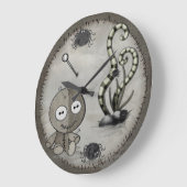 MOJOゴシック様式ブードゥーの人形の民芸 ラージ壁時計 (傾斜)