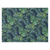 Moku Island Hawaiian Watercolor Monstera- Navy テーブルクロス (正面(横))
