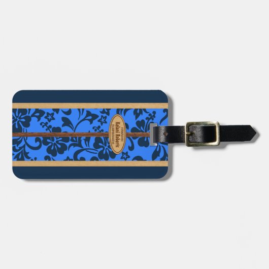 Mokuleiaのハワイのフェイクな木製のモノグラムのサーフボード ラゲッジタグ (正面横)