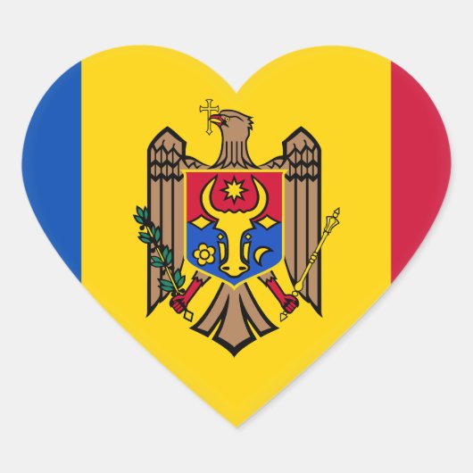 Moldova Flag ハートシール (正面)