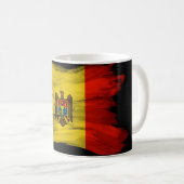 Moldova flag brush stroke, national flag コーヒーマグカップ (正面右)