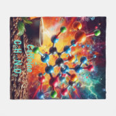 Molecular Caffeine Structure – サイエンスアートコーヒー フリースブランケット (正面(横))