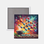 Molecular Caffeine Structure – サイエンスアートコーヒー マグネット (正面/裏面)