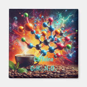 Molecular Caffeine Structure – サイエンスアートコーヒー マグネット