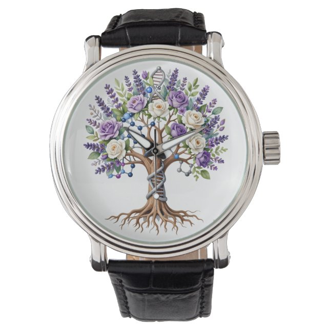 Molecular Tree of Life Chemistry and Biology Flora 腕時計 (正面)