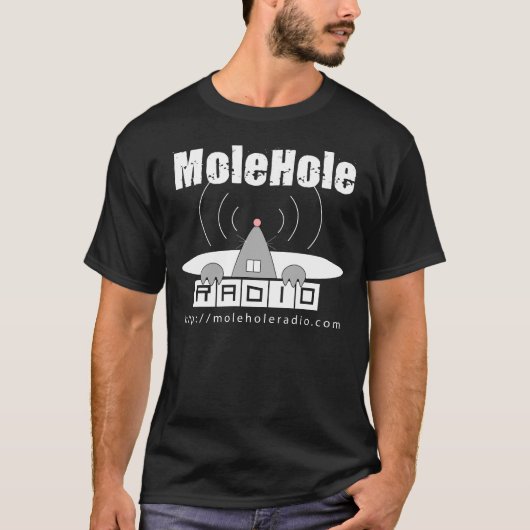 MoleHoleの無線の黒 Tシャツ (正面)