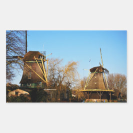 Molens in Nederlands landschap. 長方形シール