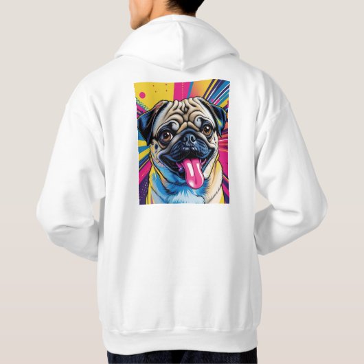 Moletom com desenho de pug em pop art 01 パーカ (裏面)