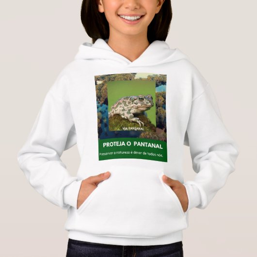 Moletom Infantil Feminino com Capuz Via Pantanal (正面)