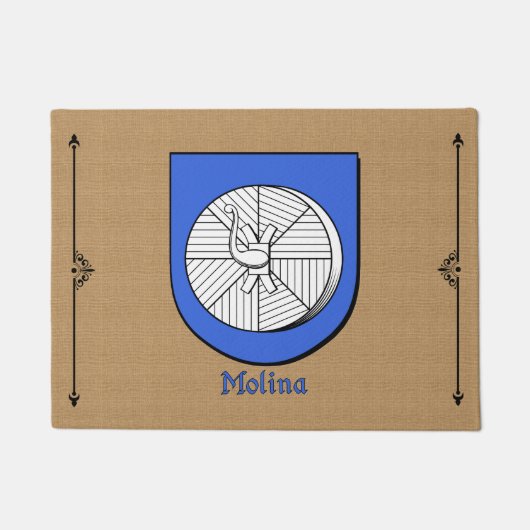 Molina Historical Shield on Burlap Pattern ドアマット (正面)