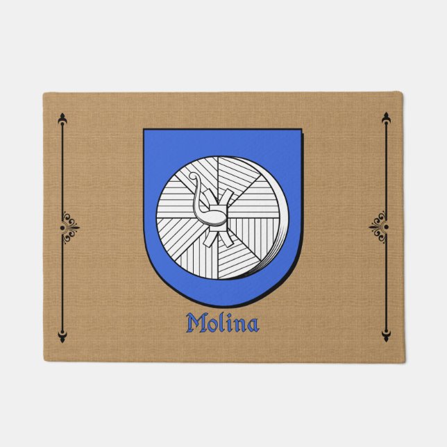 Molina Historical Shield on Burlap Pattern ドアマット (正面)