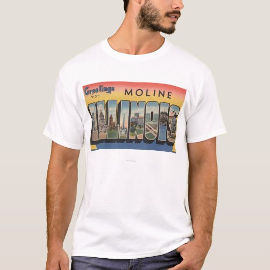 Moline、イリノイ-大きい手紙場面 Tシャツ (正面)