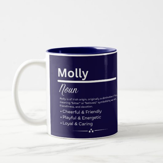 Molly, Girl Personalized Name Definition Mug ツートーンマグカップ (左)