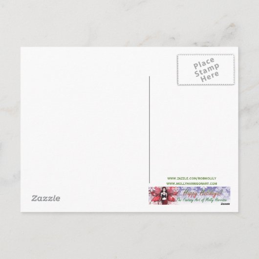 Molly Harrisonによるクリスマスフェアリーのはがき シーズンポストカード (裏面)