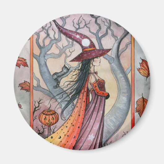 Molly Harrisonによるハロウィンの神秘的な魔女 マグネット (正面)