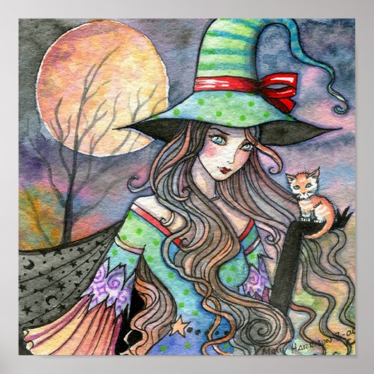 Molly Harrisonによる魔女猫のハロウィンポスター ポスター (正面)