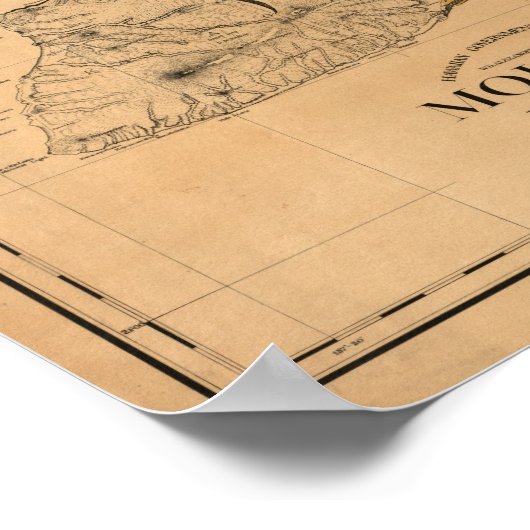 Molokai, 1897, Vintage Hawaii Map ポスター (角)