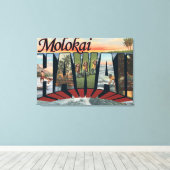 Molokai, Hawaii – ラージレターシーン キャンバスプリント (インサイチュ (ウッドフロア))