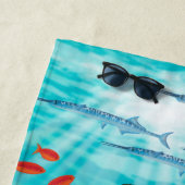 Molokiniの入江のハワイの熱帯魚のイラストレーション ビーチタオル (インサイチュ)