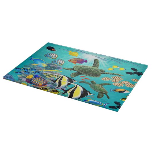 Molokiniの入江のハワイの熱帯魚のウミガメ カッティングボード (角)