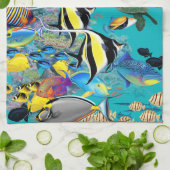 Molokiniの入江のハワイの熱帯魚のウミガメ キッチンタオル (折り畳み)