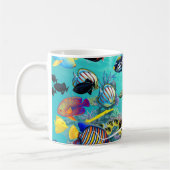 Molokiniの入江のハワイの熱帯魚のウミガメ コーヒーマグカップ (左)