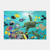 Molokiniの入江のハワイの熱帯魚のウミガメ ドアマット (正面)