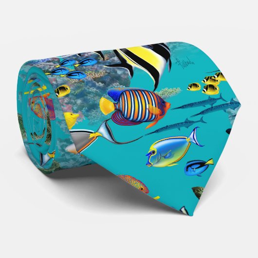 Molokiniの入江のハワイの熱帯魚のウミガメ ネクタイ (ロール)