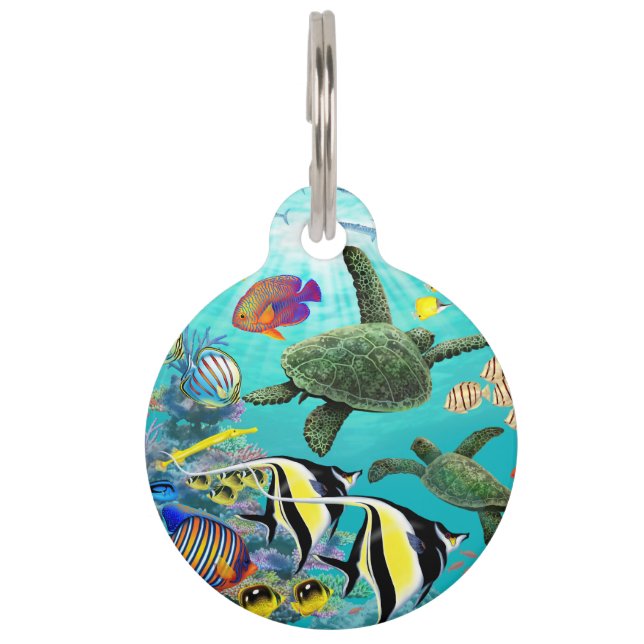 Molokiniの入江のハワイの熱帯魚のウミガメ ペット　ネームタグ (正面)