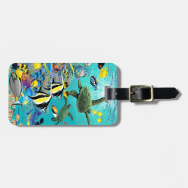 Molokiniの入江のハワイの熱帯魚のウミガメ ラゲッジタグ