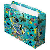Molokiniの入江のハワイの熱帯魚のウミガメ ラージペーパーバッグ (裏面アングル)