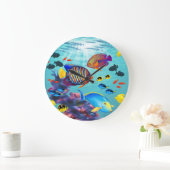 Molokiniの入江のハワイの熱帯魚 ラージ壁時計 (ホーム)