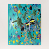 Molokini Cove Hawaiian Sea Turtle Tropical Fish ジグソーパズル (縦)