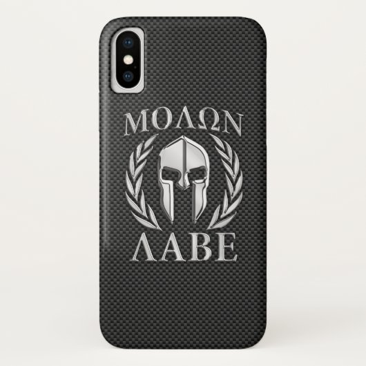 Molon Labeのクロムスタイルのスパルタ式の装甲カーボン繊維 Case-Mate iPhoneケース (裏面)