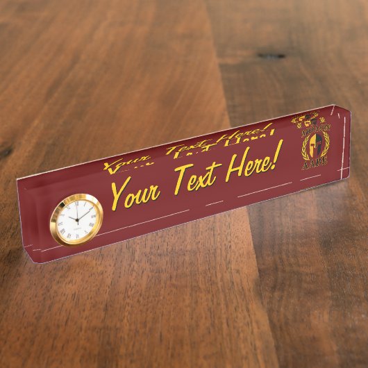 Molon Labeのスパルタ式のマスクの月桂樹バーガンディ デスクネームプレート (側面)