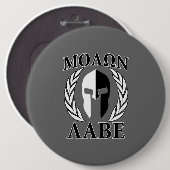 Molon Labeのモノクロスパルタ式のマスクの装甲月桂樹 缶バッジ (正面&裏面)