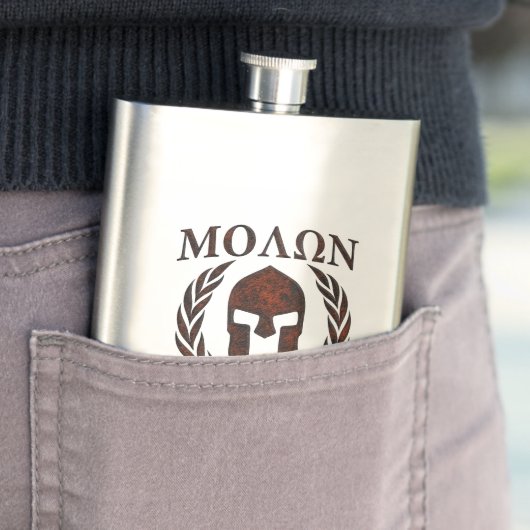 Molon Labeの戦士の月桂樹の鉄のマスク フラスク (インサイチュ)
