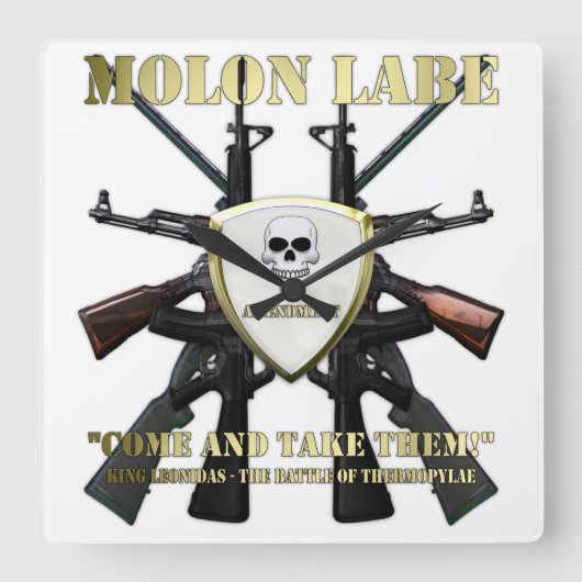 Molon Labe -第2修正 スクエア壁時計 (正面)