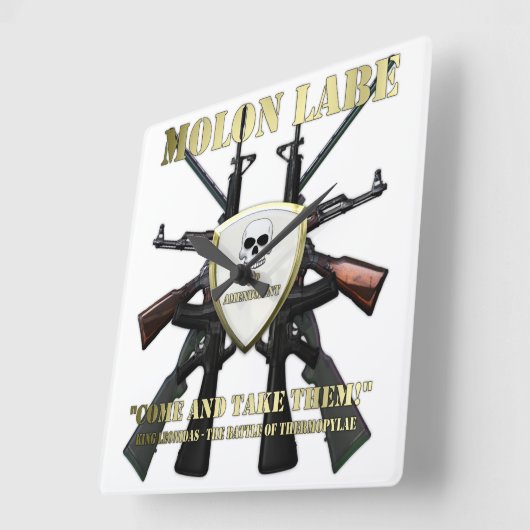 Molon Labe -第2修正 スクエア壁時計 (傾斜)